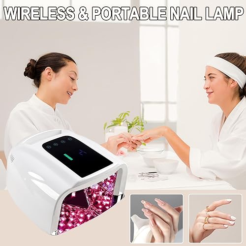 Miniatura 9 de Lámpara de uñas LED UV recargable de 96 W, luz UV inalámbrica portátil para uñas con pantalla LCD, sensor automático, 4 ajustes de temporizador
