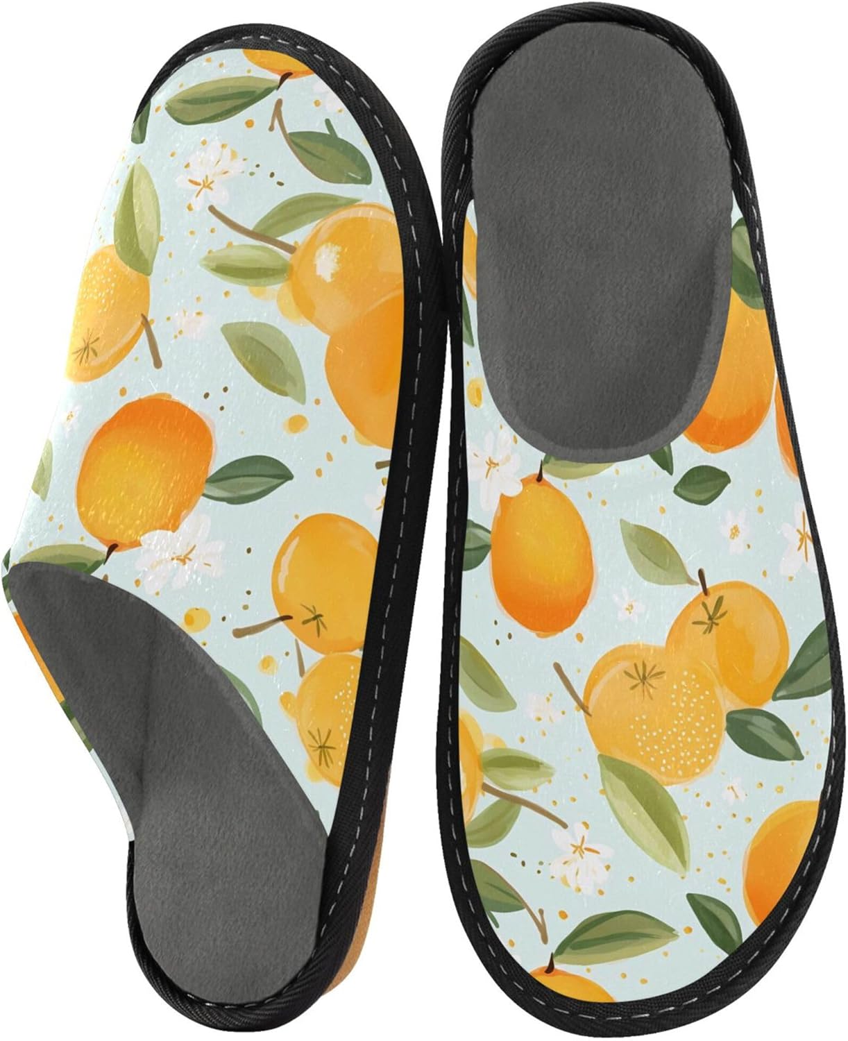 Orange Fruit House Slippers – Cozy Fuzzy Slippers for Guests, Washable & Disposable, Perfect for Shoeless Home, Spa & Hotel Use A111510