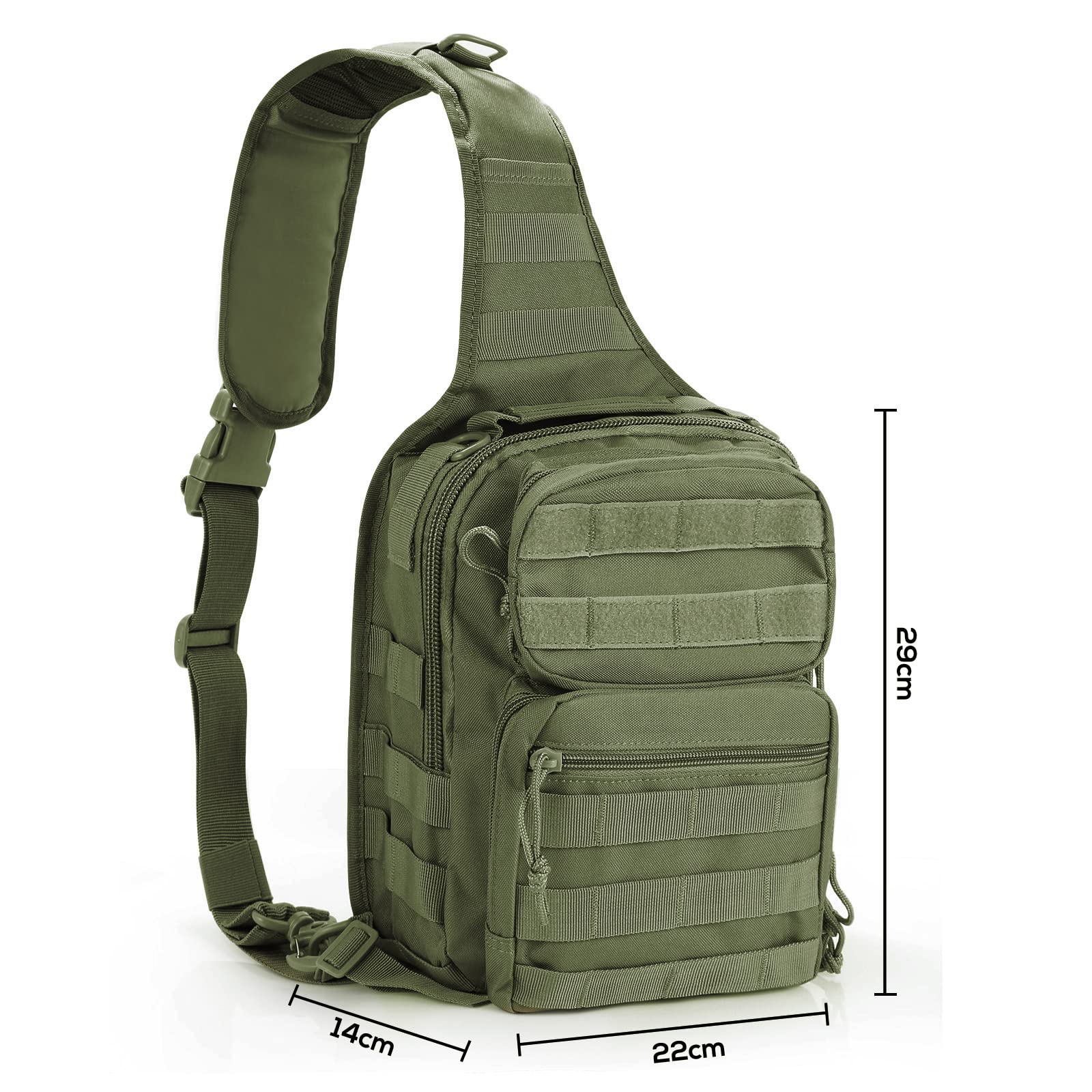 Paquete de 3 riñoneras y riñonera Molle y soporte para botella de agua, color verde
