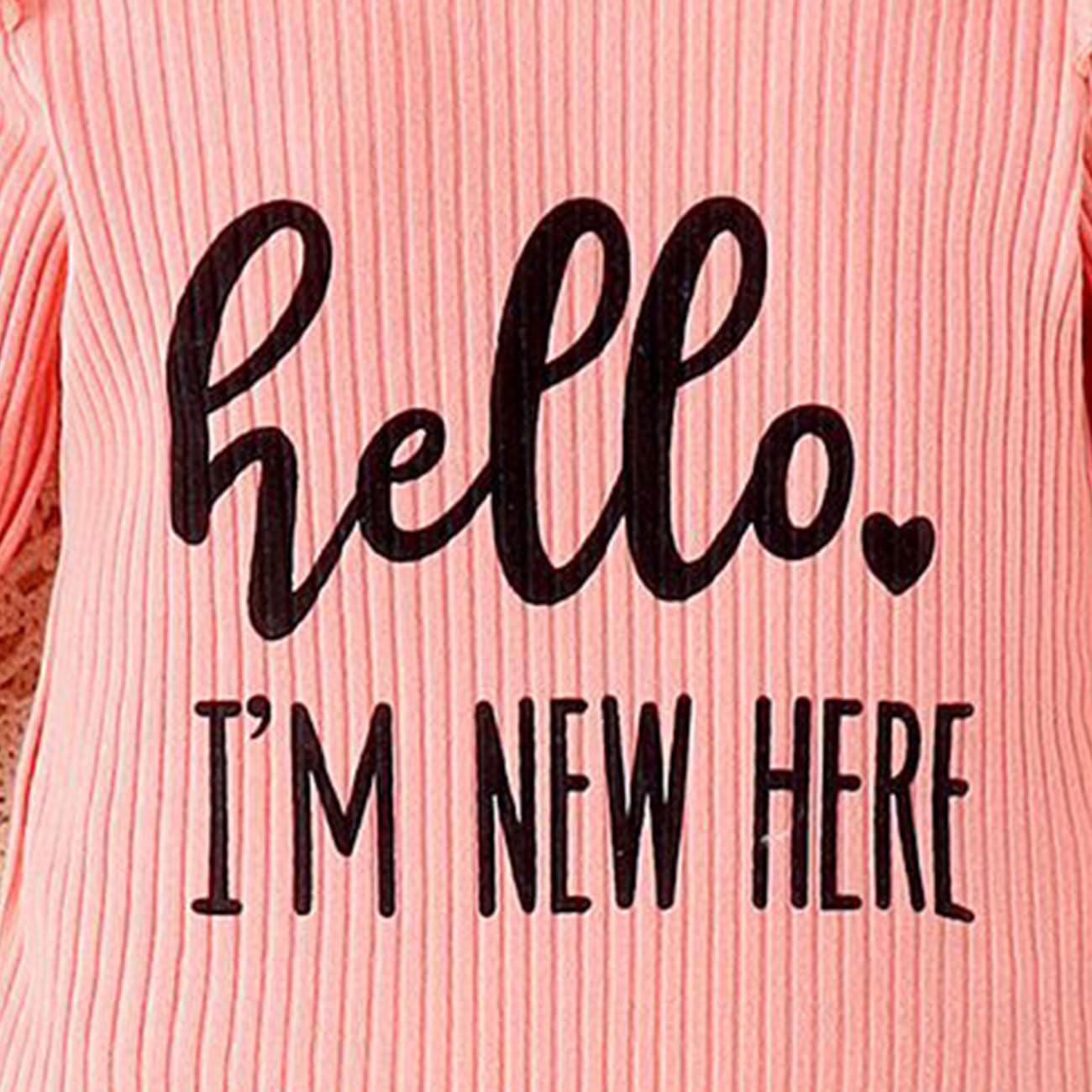 Zestaw odzieży dla niemowląt, odzież dla noworodków z Hello I'M New Here, stroje z długim rękawem, marszczone śpioszki, spodnie z kokardką, opaska na czoło i kapelusz z kwiatem, zestawy odzieży