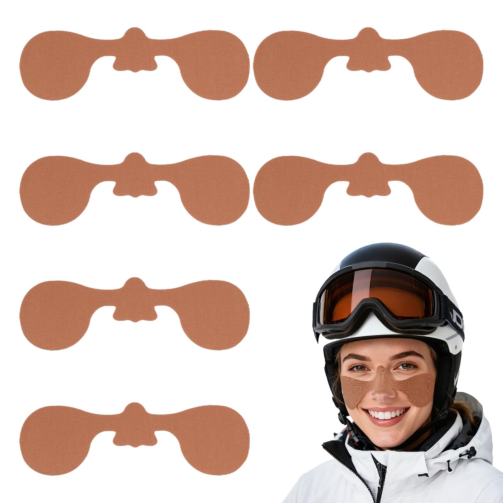 Pack of 6 Anti-Frost Face Plasters, Windproof & Sun Protected Ski Face Mask Sticker Breathable Anti-Frost Covers for Ski Snowboard Outdoor Winter Sports Men Women (Skin Colour)-image-20