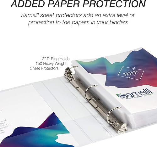 Vista 596 de Samsill Carpeta duradera de 1.5 pulgadas, fabricada en los Estados Unidos, carpeta de anillos en D, carpeta transparente personalizable, surtido