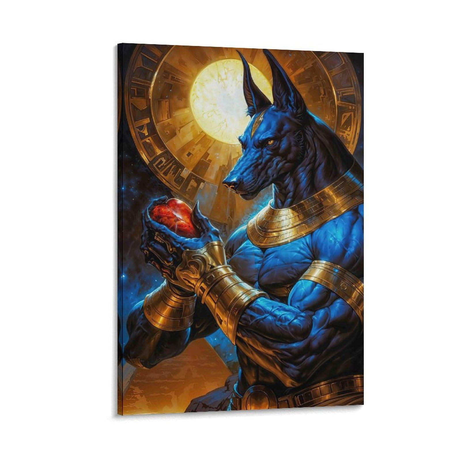 DHBANEIOK Egyptian God Anubis Poster Artwork Giclee Canvas Prints Modern Wall Art Picture Wall Hanging for Bathroom Wall Decor 12x18inch(30x45cm)