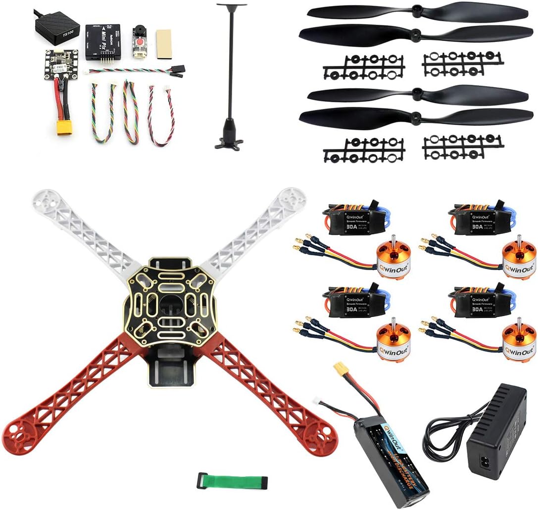 QWinOut F450 4-Axle DIY Drone Kit MINI PIX GPS 450mm Airframe Unassembly RC Quadcopter UFO Kit (with Battery&Charger)