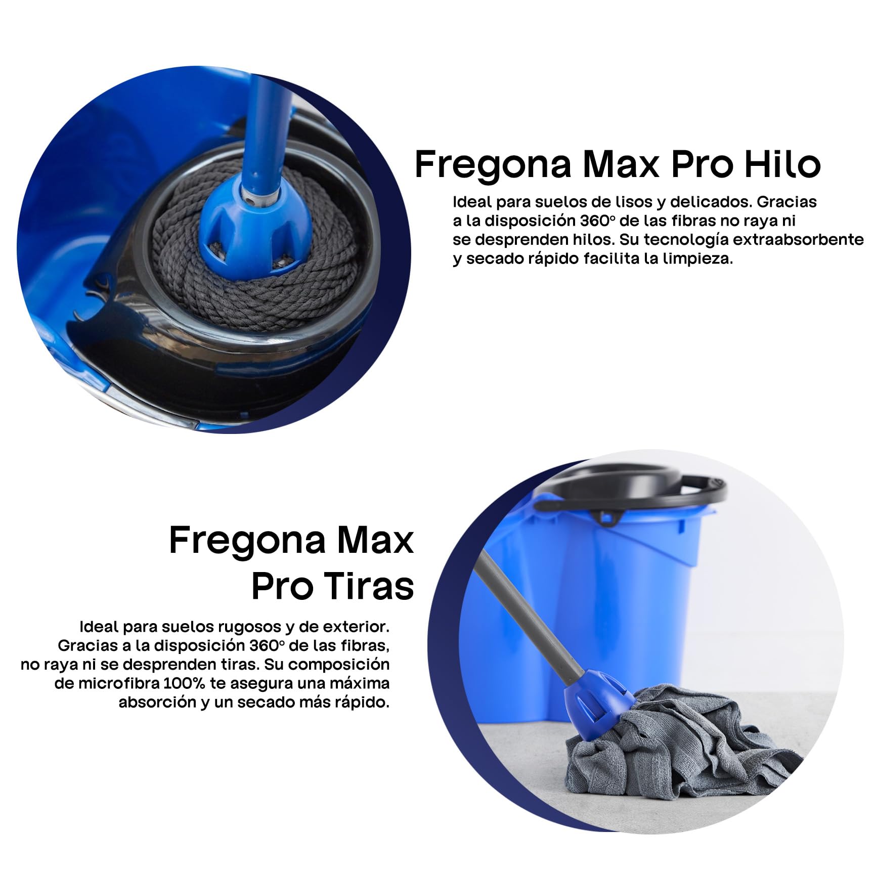Maya - Kit de Limpieza del Hogar 11 en 1 | Escoba de Goma, Cubo con Escurridor 10L, Palos Desmontables con 4 Secciones, Fregonas MAX Pro, Estropajos de Cocina y Bayetas de Microfibra y CHEFPRO