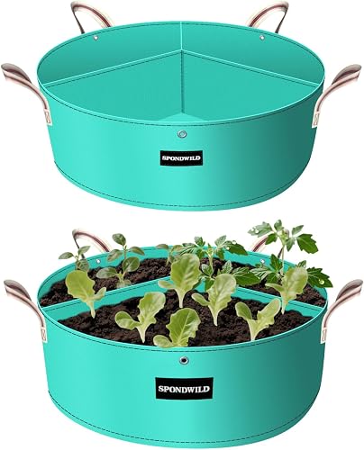 SPONDWILD 2 Pack 15 Gallon 3 Grids Plant Grow Bags for Vegetables, Flowers