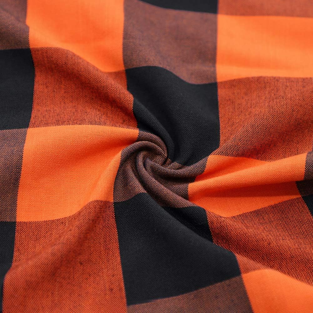 4TH Emotion Buffalo Check Plaid Table Runner for Indoor and Outdoor Parties, Family Dinner Party Events Polyester Cotton Orange and Black (14x108 Inches, Seats 8-10 People)