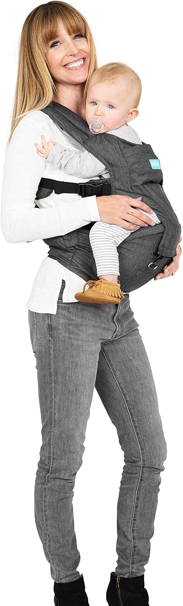 Moby Hip Seat and Baby Carrier for Infants and Toddlers, Designed for Mothers, Fathers, and Caregivers, Supports Children from 12-17 lbs (Grey)