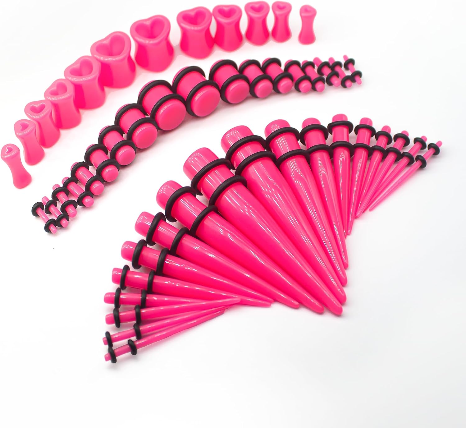 Marsrut 48 PCS Acrylic Gauge Kit Tapers Heart Tunnels Plug 14G-0000G Ear Stretching Set