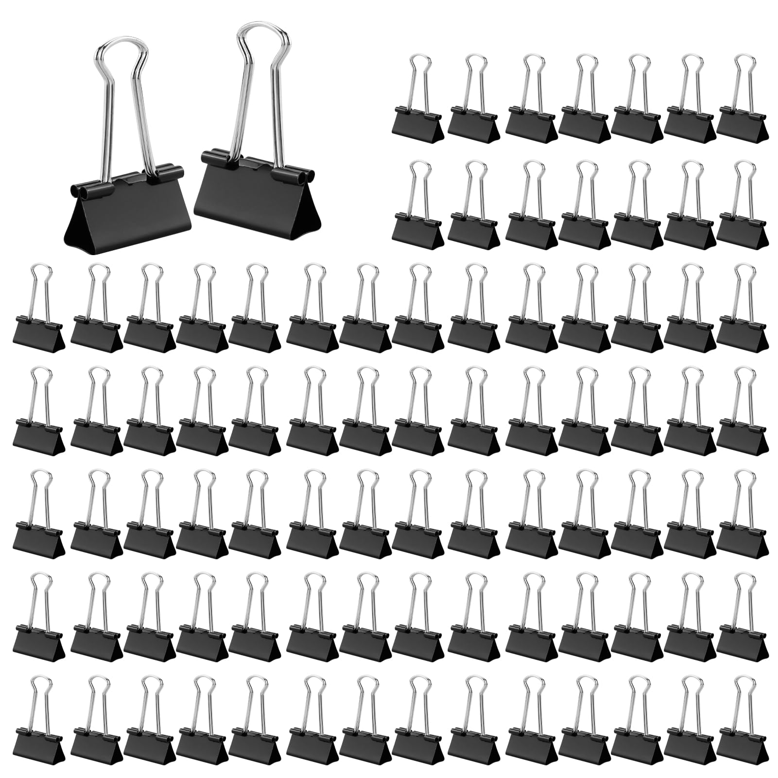 Mollette Pieghevoli Nere Set 115 – 15 mm, Metallo, Multiuso, Binder Clips per Ufficio Scuola Casa