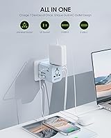 Vista 2 de EPICKA Adaptador de viaje universal de 35W con 2 tomas de CA, adaptador de enchufe de viaje europeo con carga rápida PD, adaptador de corriente