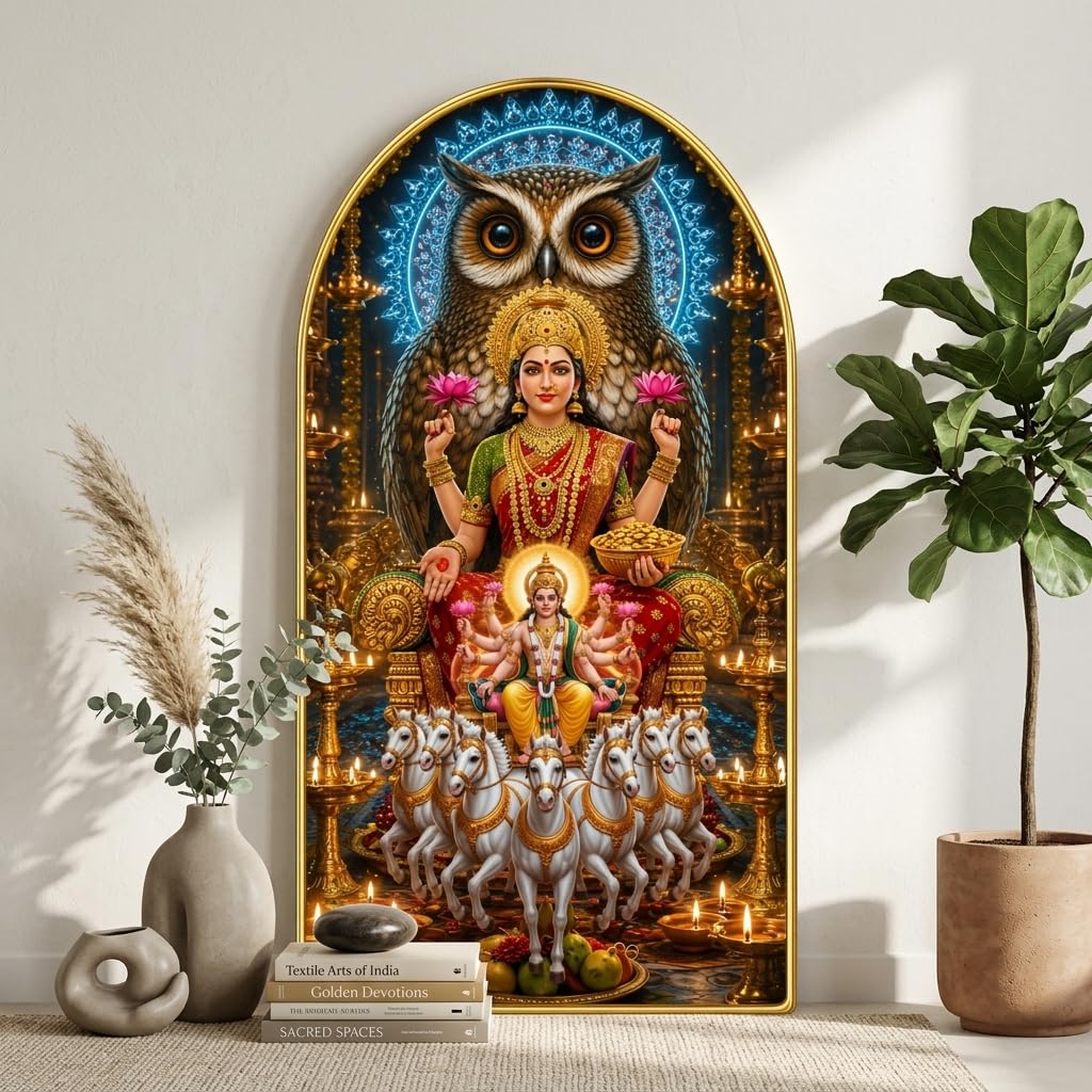 Radha Krishna Wall Painting - Golden Frame -11