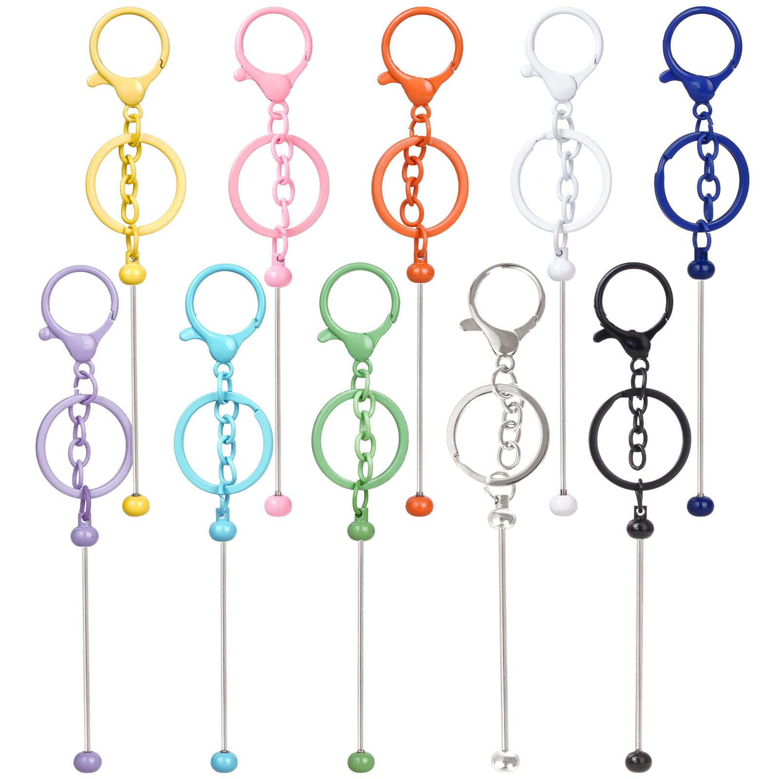 Vxcvzv Beadable Keychain Blanks 10 Packs Multicolor DIY Keyring Making Kit Craft Supplies for Jewelry Accessories
