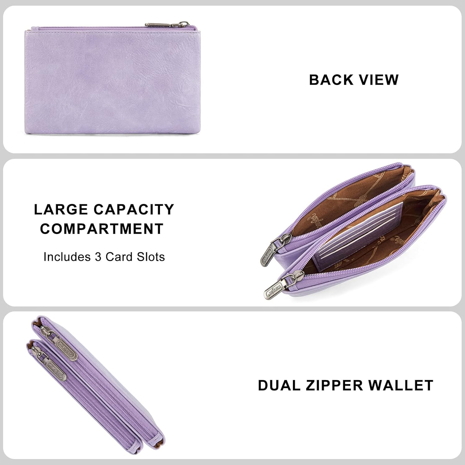 Montana West X Wrangler Wallets for Women Ladies Female Large Card Cases & Money Organizers Double Zipper Western Cash Wallet with Rfid Lining - Image 4