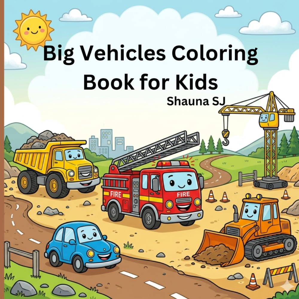 Big Vehicles Coloring Book for Kids: Fun Trucks, Cars & Construction Machines for Ages 2–5