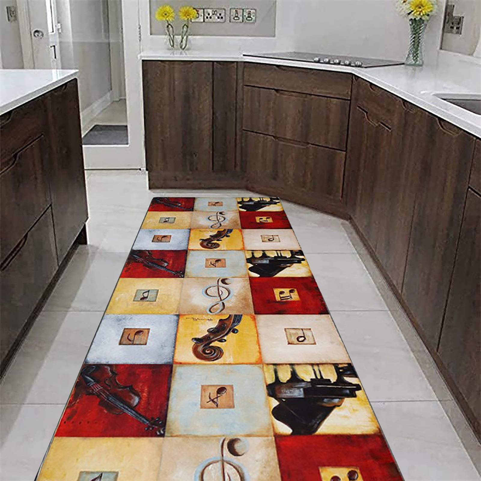 Tapis de mélange multicolore carré lavable en machine pour salon