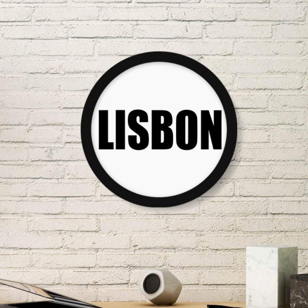 Cadre photo rond en bois noir avec peinture de Lisbonne, décoration murale DIYthinker de large taille