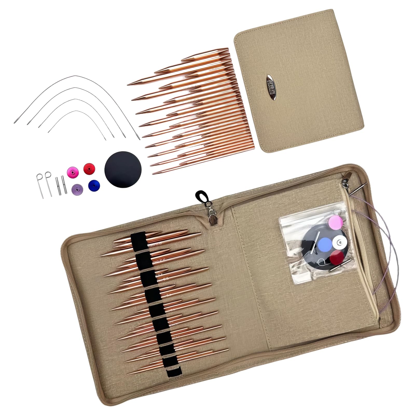 Kalttoy Aluminum Interchangeable Circular Knitting Needle Crafting Circular Knitting Needle with Case Set for Sweater Projects Handcrafting Set