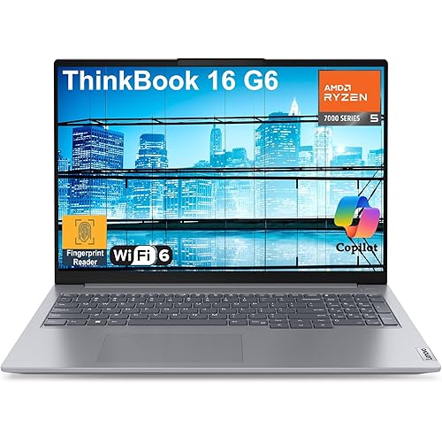 Lenovo ThinkBook 16 G6 16" FHD+ Laptop Computer, AMD Ryzen 5 7430U (Beat i7-1355U), 32GB DDR4 RAM, 1TB PCIe SSD, WiFi 6, Bluetooth 5.3, Type C, HDMI, Fingerprint Reader, Grey, Windows 11 Pro, AZ-XUT