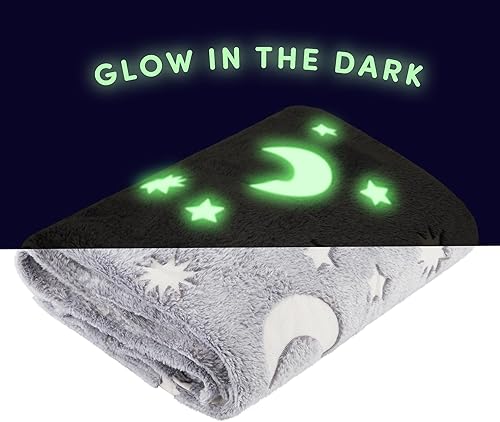 Miniatura 3 de Manta que brilla en la oscuridad de 50 x 60 pulgadas, regalos para niños y niños, manta súper suave y acogedora, juguetes de regalo para niños de 1,
