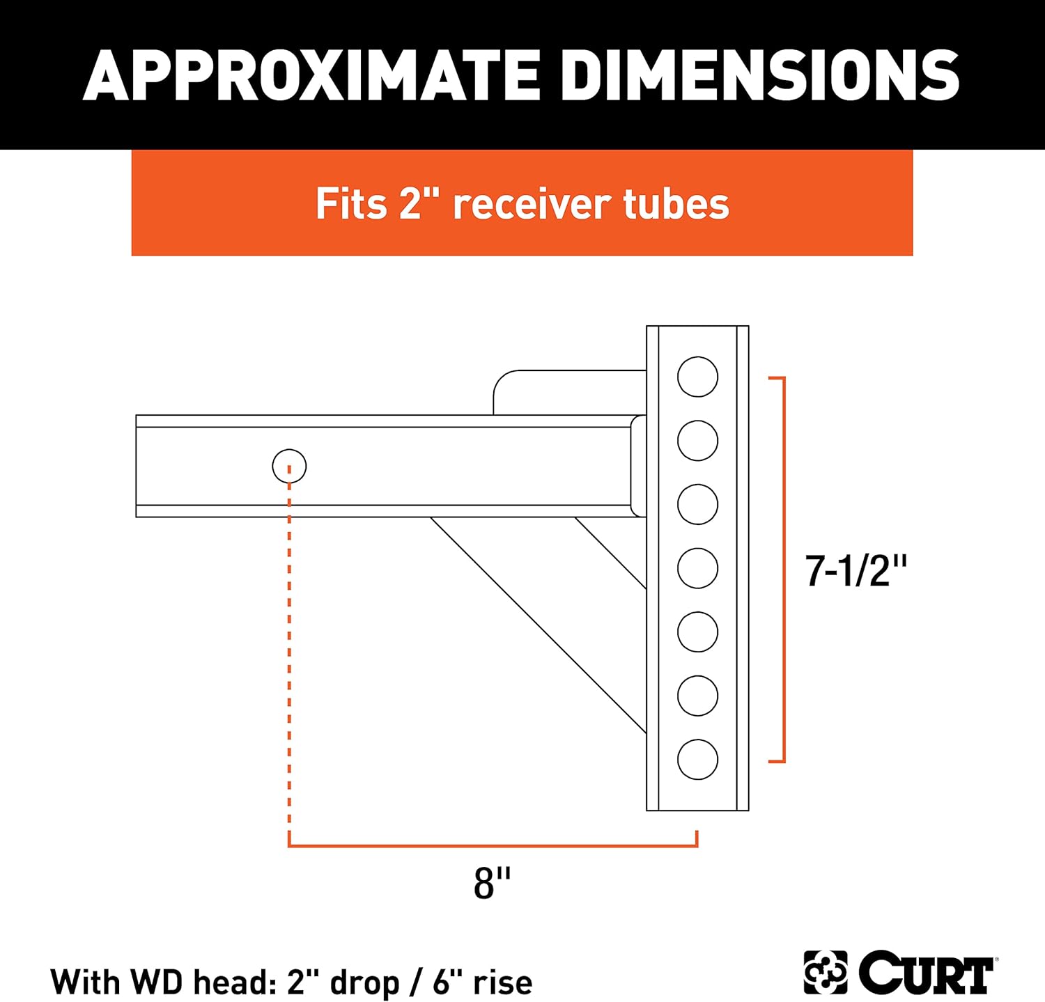 Curt Manufacturing 17100 Adj Hitch Bar 12 in Length