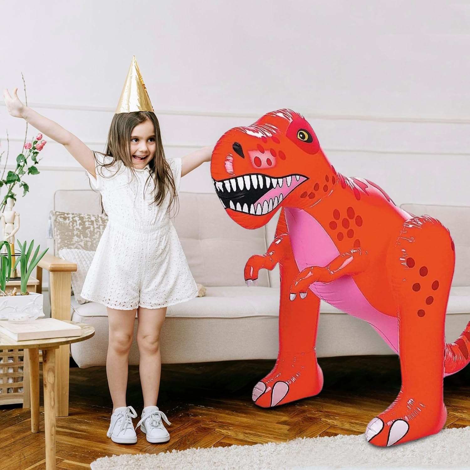 Fun Express Giant Inflatable Dinosaur (4 feet Tall T-Rex) Fun Party Decor and Toy - VBS Vacation Bible School Supplies/Decor