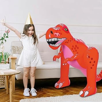 Fun Express Giant Inflatable Dinosaur (4 feet Tall T-Rex) Fun Party Decor and Toy - VBS Vacation Bible School Supplies/Decor