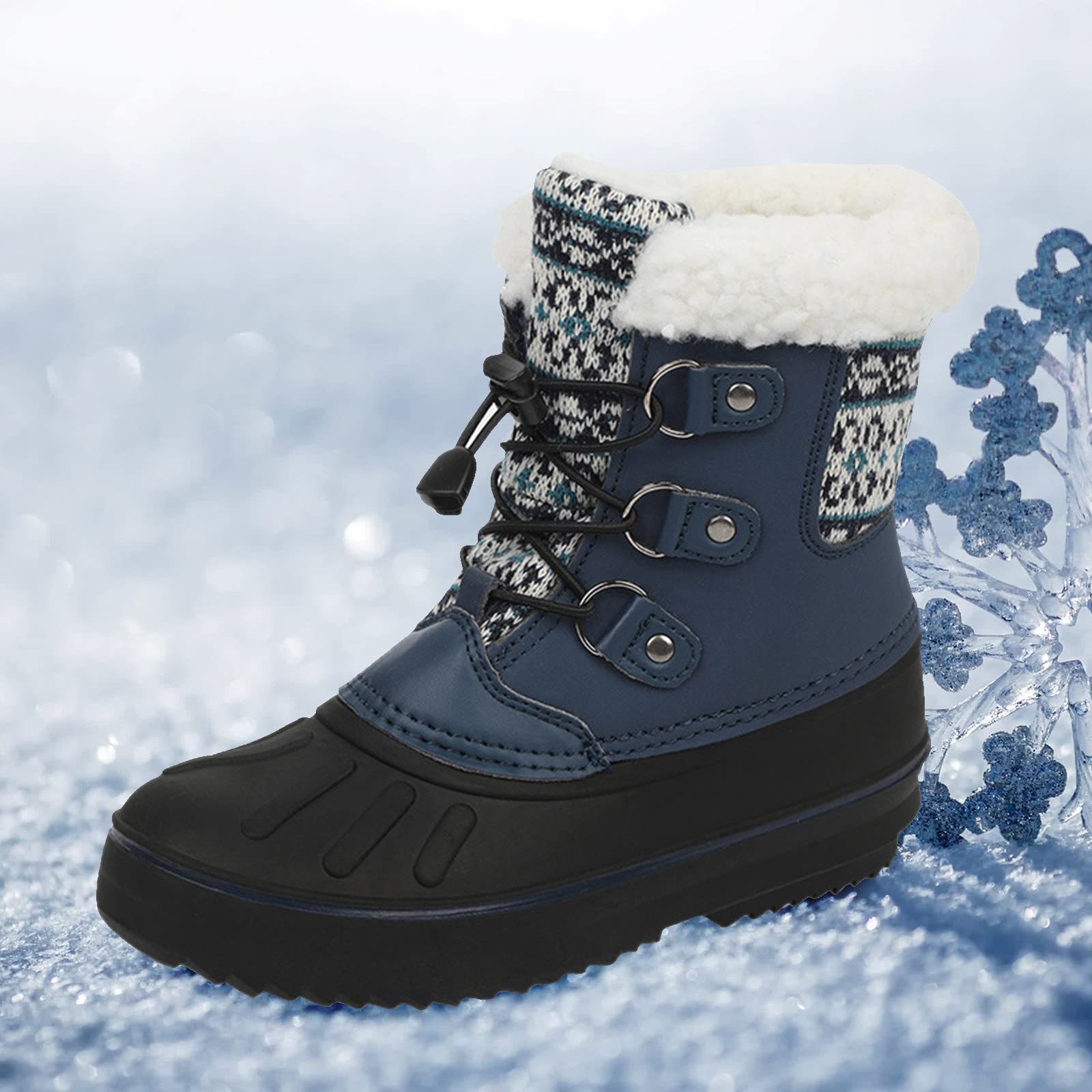 Stivaletti unisex per bambini, in cotone, caldi e imbottiti, con lacci, invernali, per ragazzi e ragazze