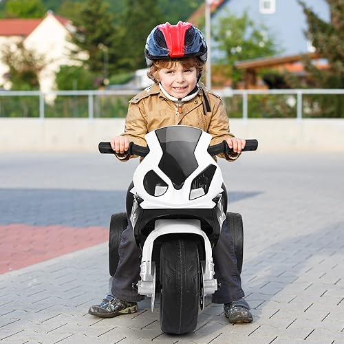 Miniatura 9 de HONEY JOY Motocicleta para niños, motocicleta con licencia BMW de 6 V con batería con faros LED, música, pedal, suspensión de resorte, motocicleta