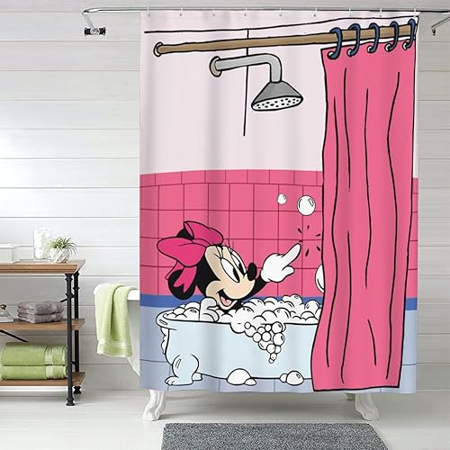 Cortina de ducha de dibujos animados, bonita cortina de ducha de animales, decoración del hogar, tela de poliéster impermeable con 12 ganchos