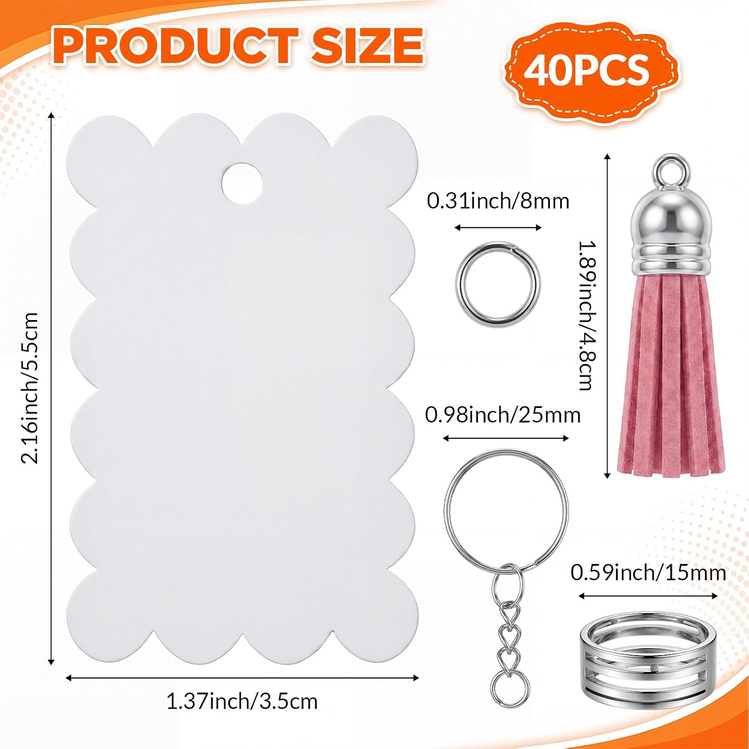 SiliFine 160 Pcs Sublimation Keychain Blanks Double Sided with Tassels