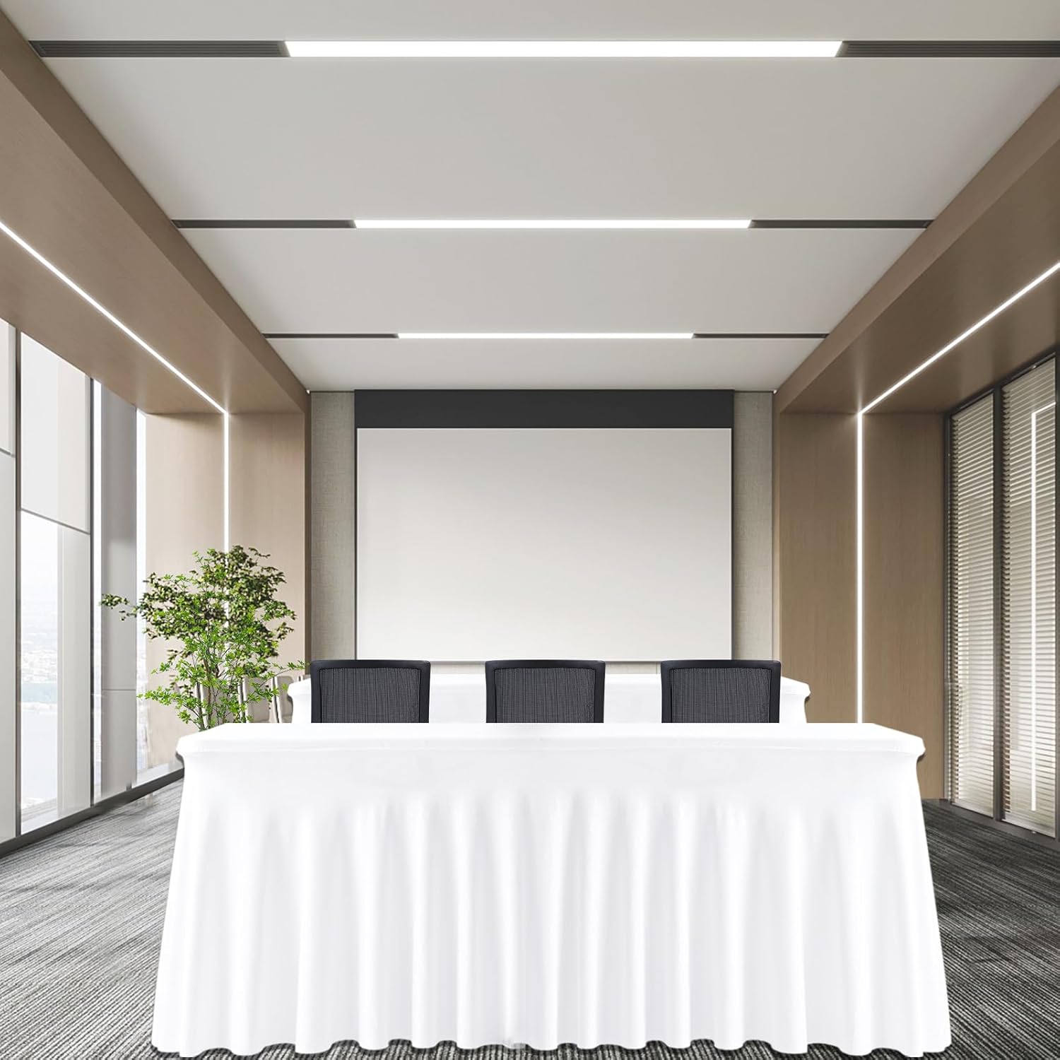 2 Pack White Rectangle Tablecloths, Washable Stretch Fitted Spandex Table Covers for 6FT Tables, Wrinkle-Free & Reusable Table Cloths,Ideal for Parties, Banquets, Wedding, Buffet,Events