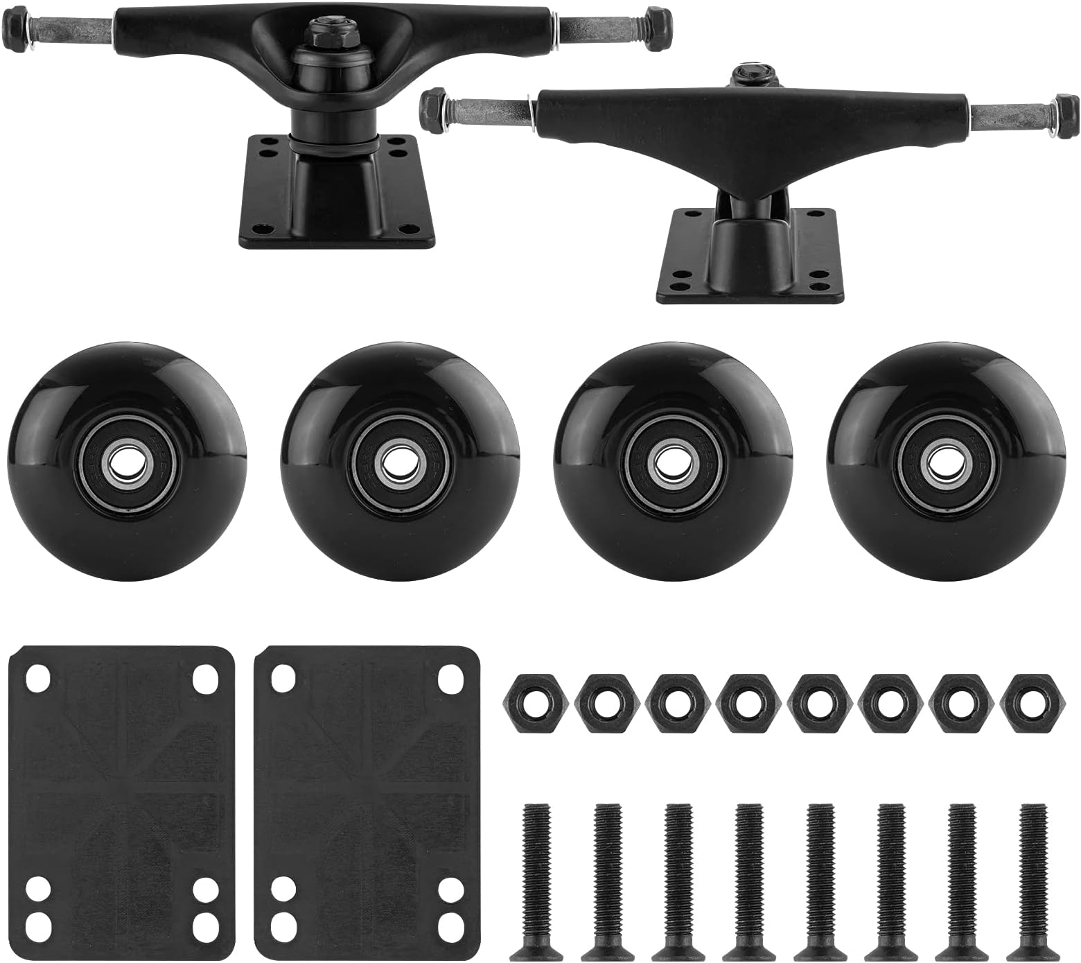 Skateboard Truck,Skateboard Wheels 52mm Suitable for Skateboarders,Fits 7.5-8" Deck，Skateboard Bearings,Skateboard Pads,Durable Skateboard Hardware Combo Starter Kit