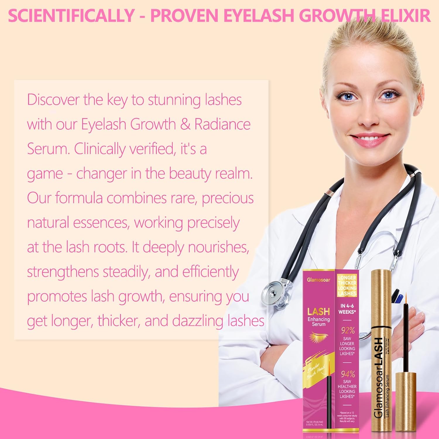Lash Serum Eyelash Growth Serum Lash Enhancing - Get Fuller,Longer,Stronger Lashes 4ml