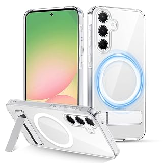 XTCASE für Samsung Galaxy A56 5G Hülle Magnetisch kompatibel mit Magsafe, Transparent Handy Hülle mit Metall Ständer Stoßfest Handyhülle Kratzfest Hardcase, Durchsichtig - Amazon product rated Grade A
