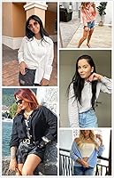 Vista 3 de EVALESS Blusas para mujer, sexy, cuello en V, manga larga, de lino, con botones