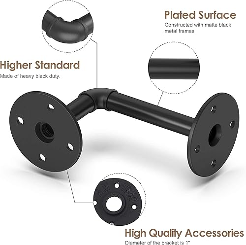 Miniatura 7 de ivinta Estantes flotantes de 3 niveles, estante de pared de tubo de 24 pulgadas, estantes de almacenamiento rústicos montados en la pared con