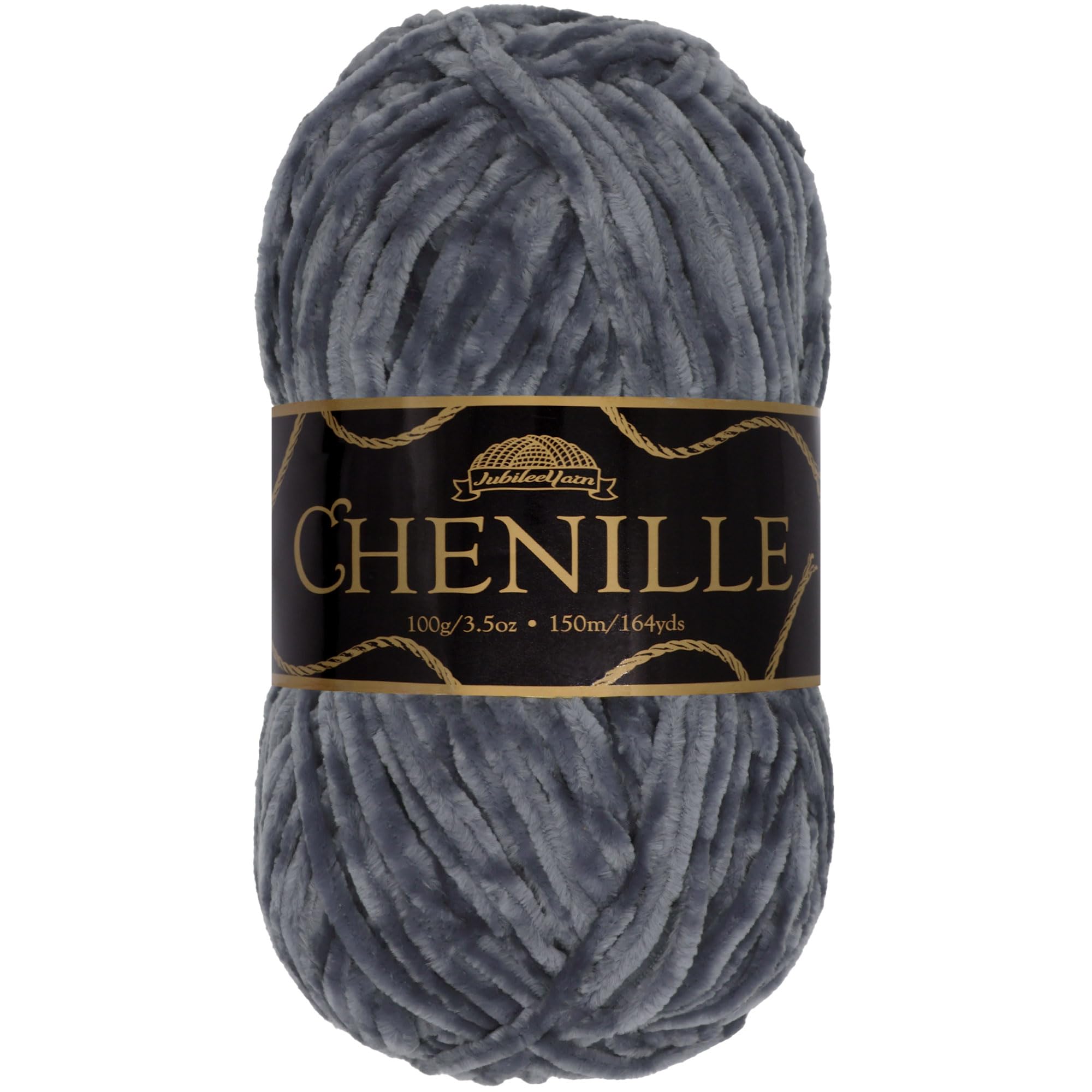 JubileeYarn Chenille Yarn - Worsted Weight - 100g/Skein - Phantasma - Charcoal Dark Grey Velvet - Crochet and Knitting Yarn - 1 Skein