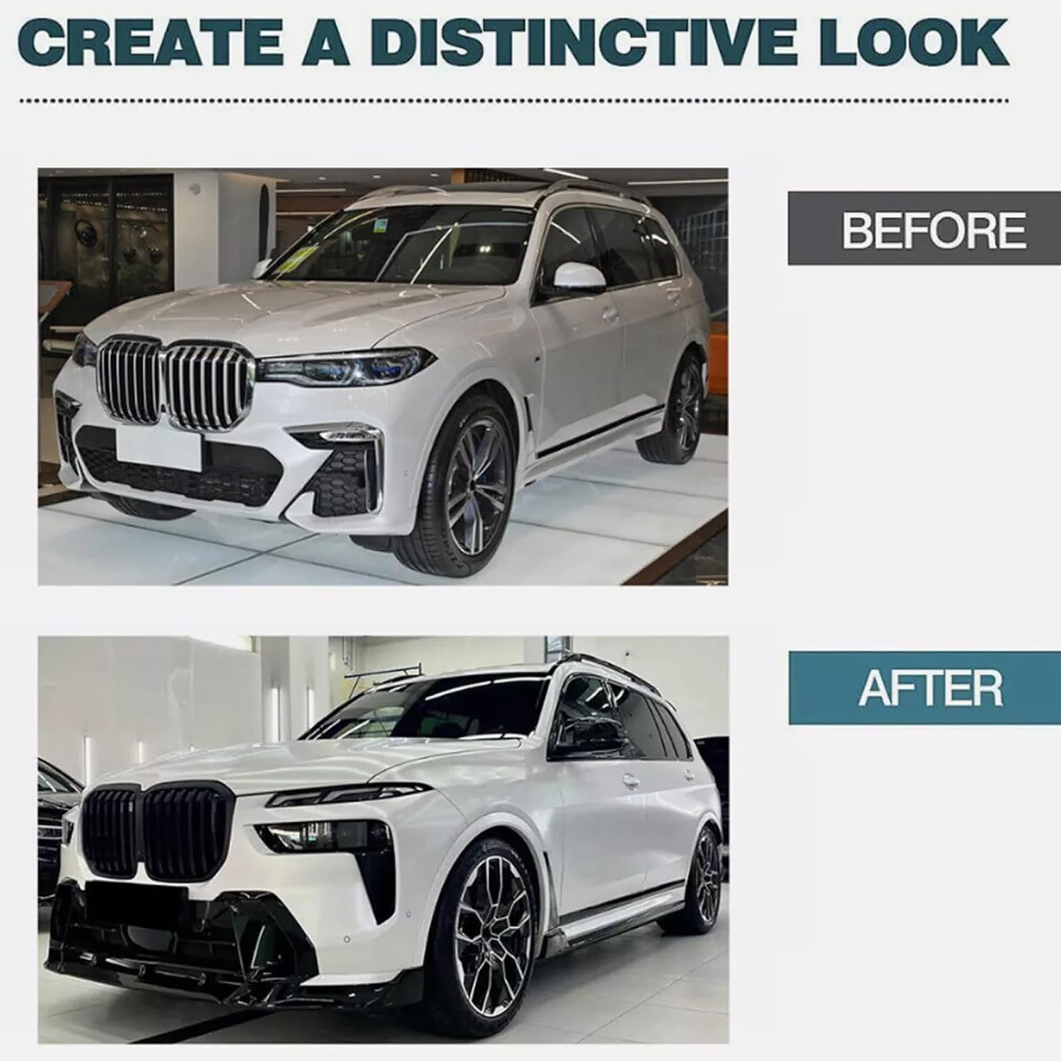 Compatible with BMW X7 G07 M Sport 2019-2026 Glossy Black Side Skirt Body Kit Spoiler Lip Trim