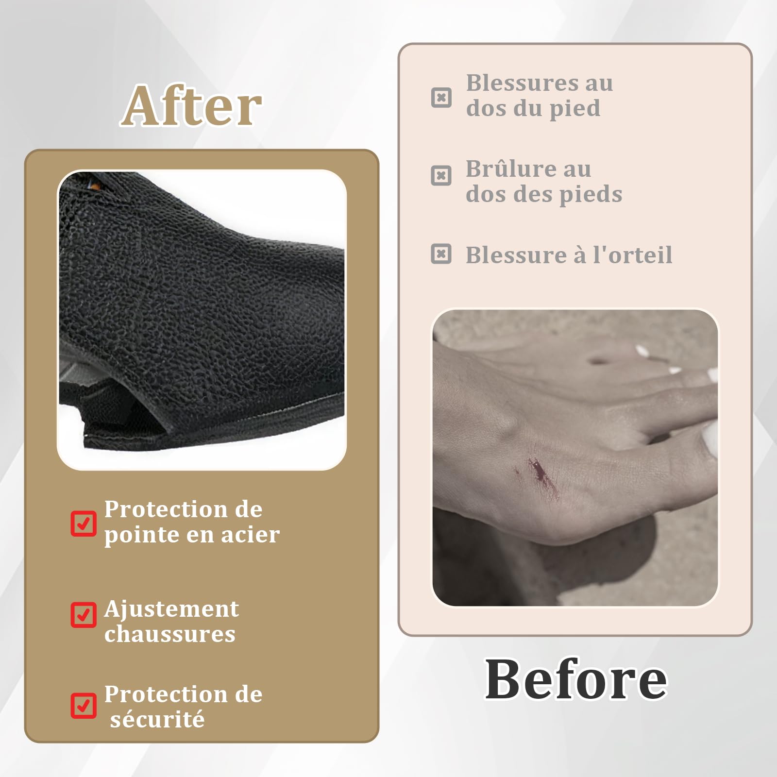 Sharplace Couvre-Chaussures de Sécurité avec Embout en Acier, Surchaussures de Sécurité, Chaussures de Protection Anti-écrasement, Semelle Antidérapante, Protection Industrielle Universelle