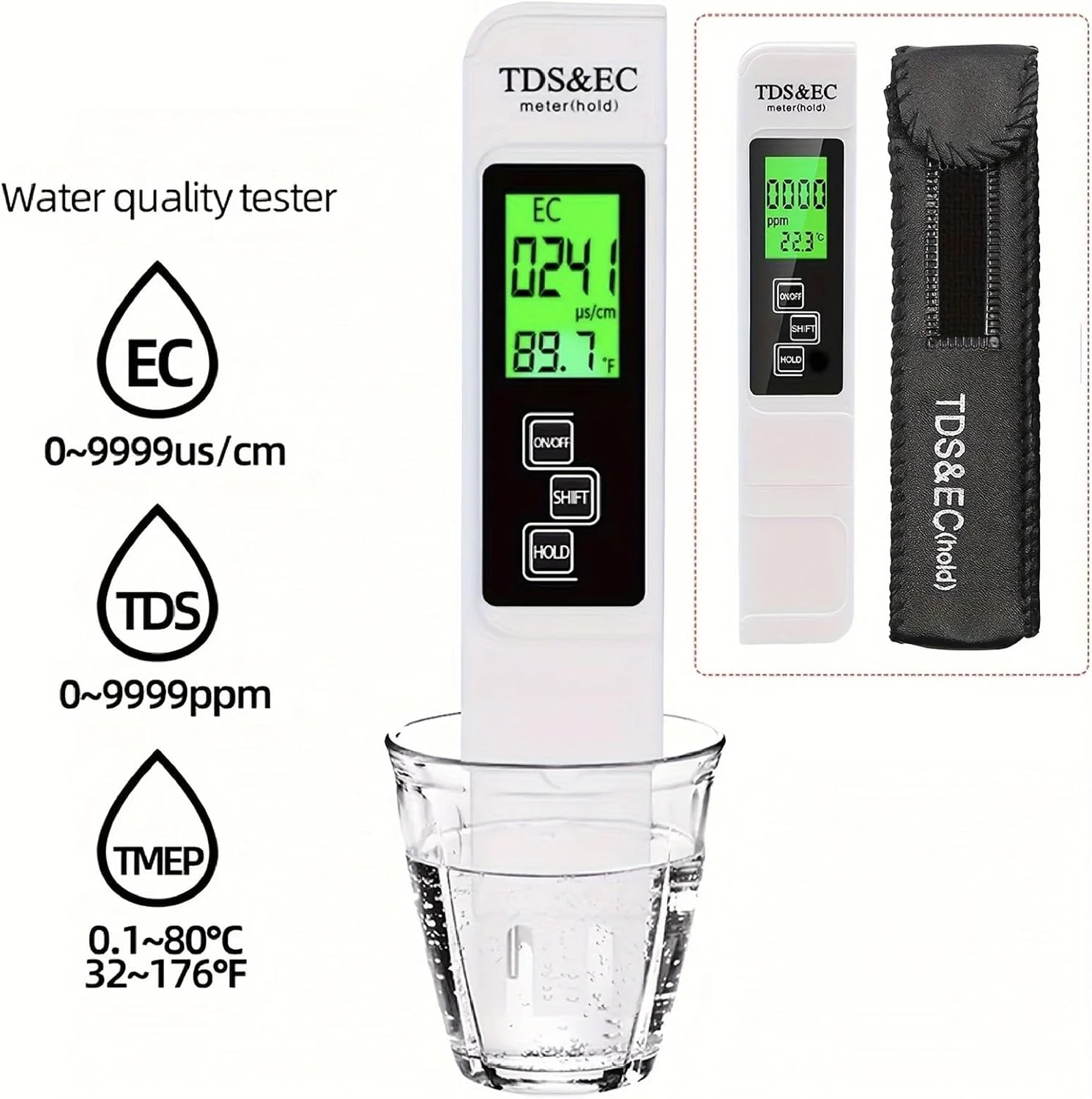 1pc 3-in-1 Water Quality Tester with TDS, EC & Temperature Measurement - for Home, Lab Compact Design with Clear
