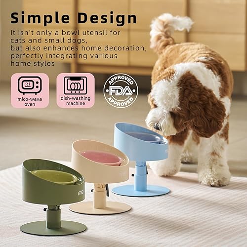 Miniatura 6 de MS!MAKE SURE Cuencos elevados ajustables para gatos, cuencos elevados de cerámica para gatos, cuenco para mascotas con almohadilla de goma
