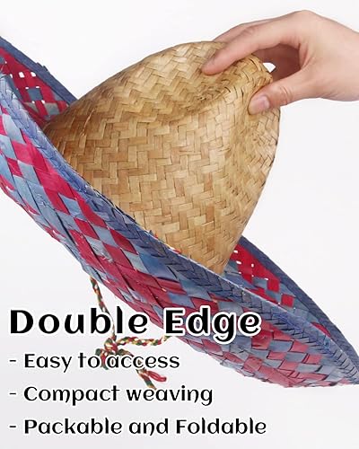 Miniatura 3 de DUNCHATY Sombrero mexicano para adultos, sombrero de paja para fiesta de cinco de mayo, decoración de fiesta temática mexicana