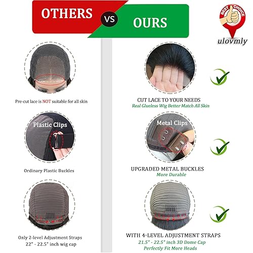 Miniatura 3 de Peluca de cabello humano ondulado de 26 pulgadas, 5 x 5, sin pegamento, con banda elástica, cierre de encaje HD de 5 x 5, predepilada, apta para