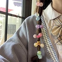 Vista 4 de 14 ligas coloridas de doble bola, bandas para el cabello con cuentas, cuerdas elásticas para el cabello, elásticos de cabello grueso para niñas