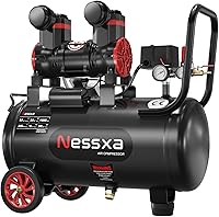 Nessxa 10 Gallon Oil-Free Portable Air Compressor, 2HP 8.76 CFM@115PSI Ultra Quiet 70dB for Car Repair, Painting, Woodworking