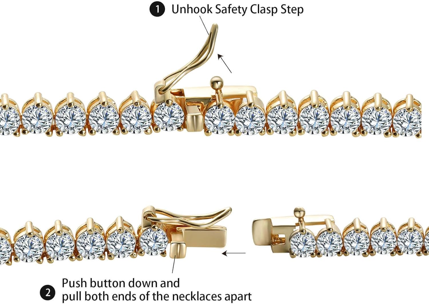 Gemsme 4mm Tennis Necklaces for Women - 3 Prong 18K White Gold Plated Round Cubic Zirconia Classic diamond Tennis Chain, Tennis Necklace for Women and Men, Size 16/18/20/22/24 inch - Image 6