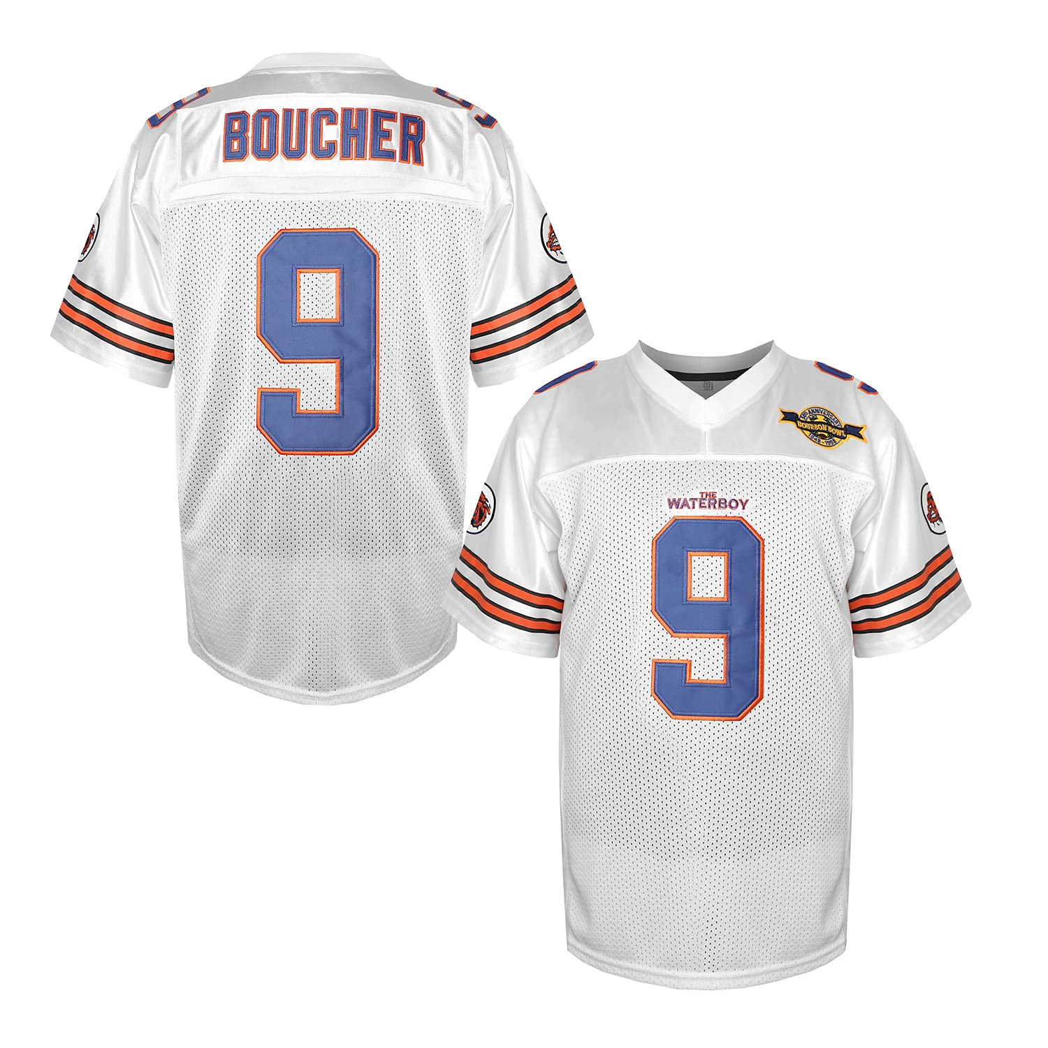 Ruhao 9 Bobby Boucher Adam Sandler Bobby Boucher Movie The Waterboy Mud Dogs Football Jersey with Bourbon Bowl Patch