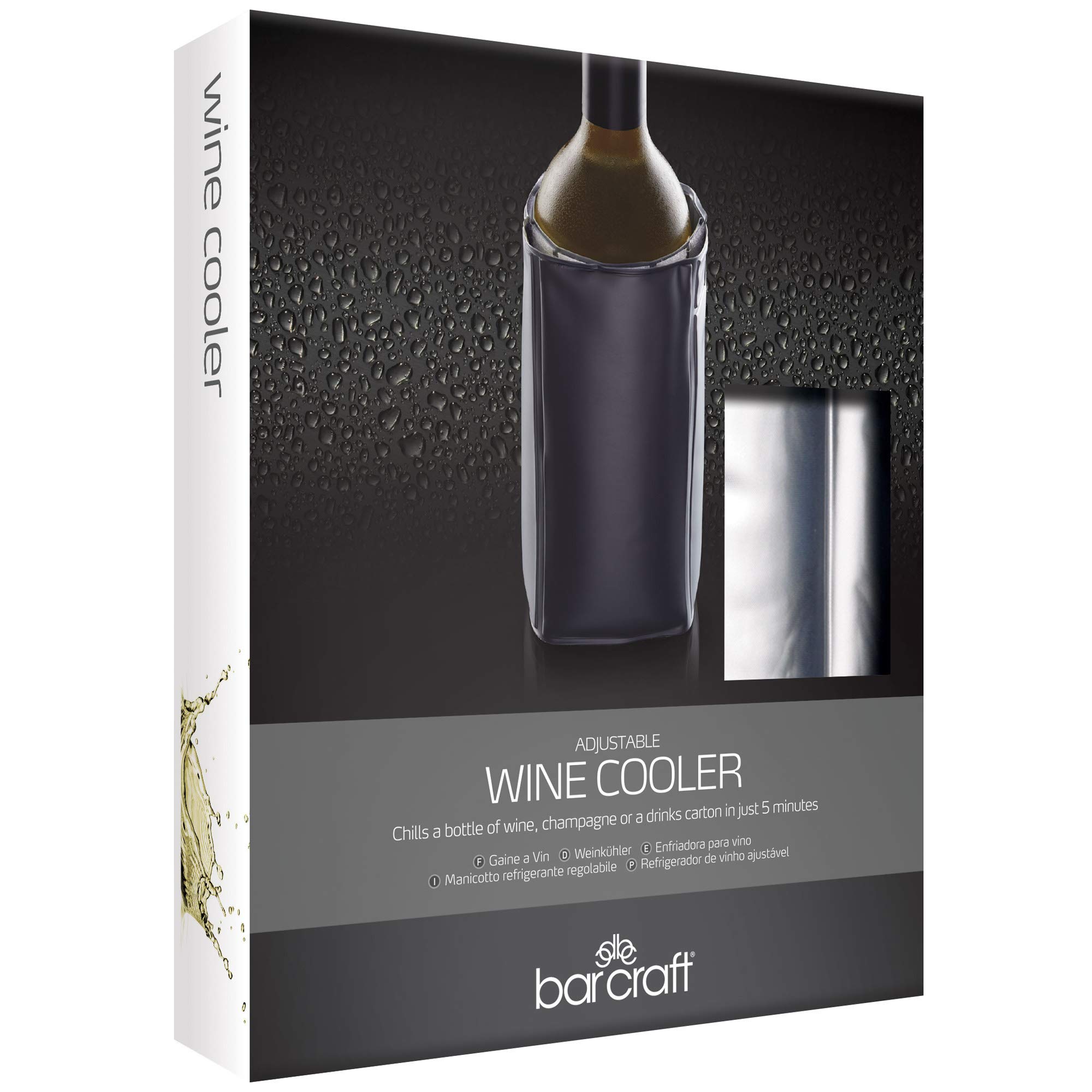 BAR CRAFT Barcraft Insulated Single Bottle Wine Cooler Cuff - Silver Finish — Amazon image 2