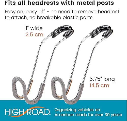 Miniatura 6 de High Road Ganchos de automóvil para bolsos y bolsas con ribete de cuero, ganchos irrompibles para reposacabezas de automóvil para correas de bolso